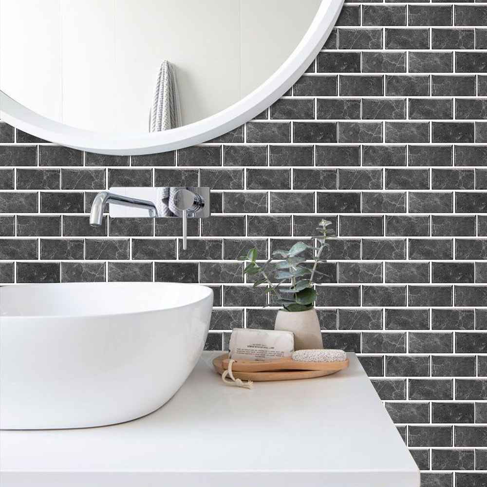 Dark Grey Textured PVC Self-adhesive Stone Marble Tiles With Smooth Surface And Waterproof