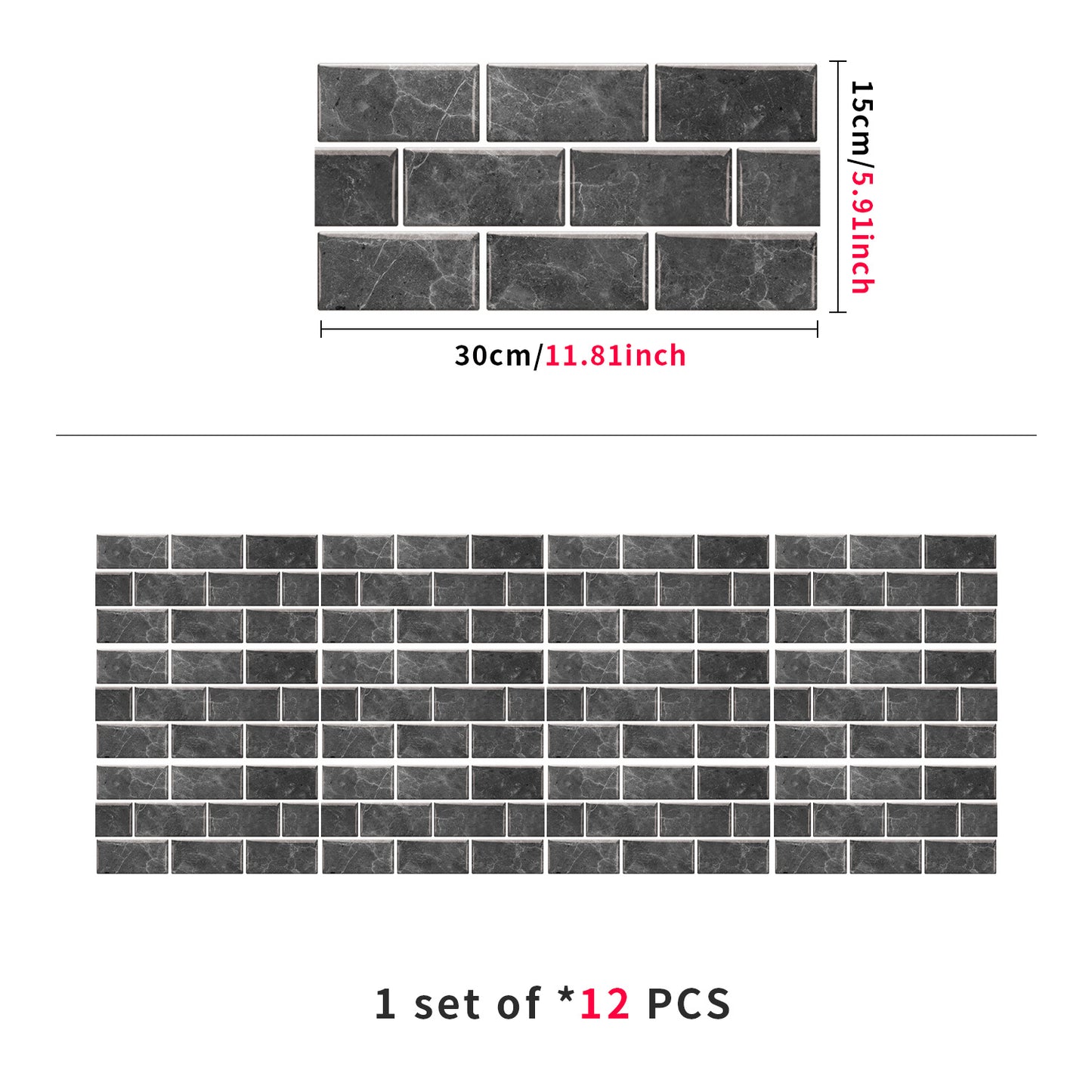 Dark Grey Textured PVC Self-adhesive Stone Marble Tiles With Smooth Surface And Waterproof