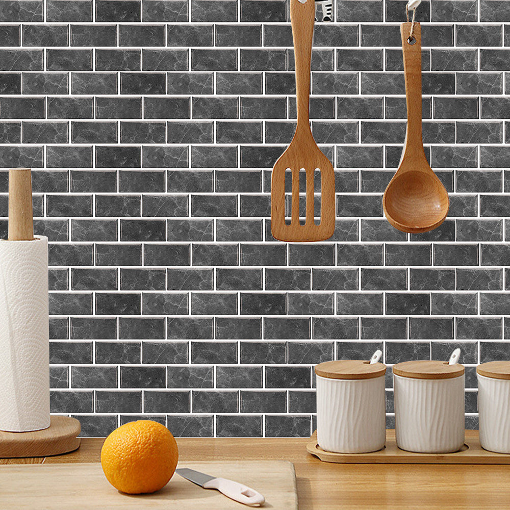 Dark Grey Textured PVC Self-adhesive Stone Marble Tiles With Smooth Surface And Waterproof