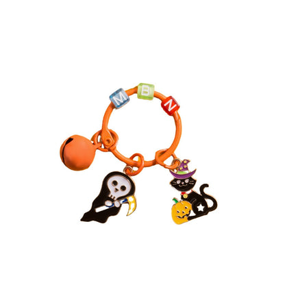 Ghost Kid Pumpkin Witch Hat Keychain Alloy