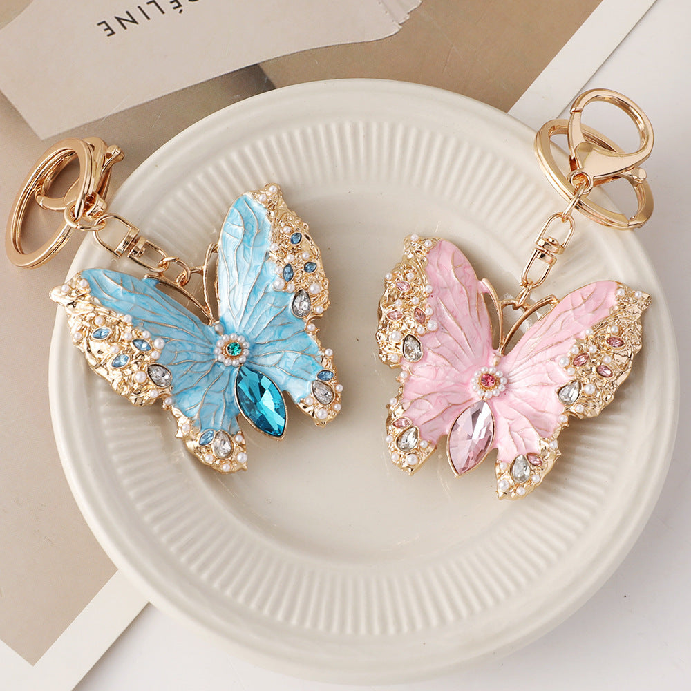 Dual Purpose Enamel Dripping Oil Coat Butterfly Brooch Keychain