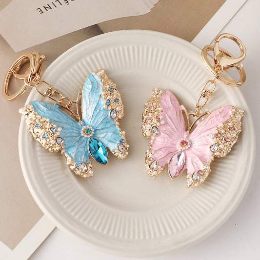 Dual Purpose Enamel Dripping Oil Coat Butterfly Brooch Keychain