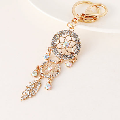 Creative Diamond Studded Flower Shaped Car Keychain Dream Catcher
