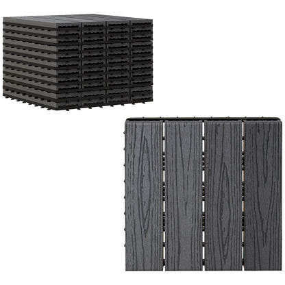 12x12 Interlocking Patio Tiles, 11PCS WPC Quick Interlocking, Resistant To Rot And Splintering, DIY, For Porch, Balcony, Grey