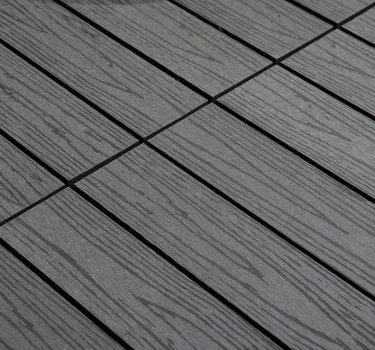 12x12 Interlocking Patio Tiles, 11PCS WPC Quick Interlocking, Resistant To Rot And Splintering, DIY, For Porch, Balcony, Grey