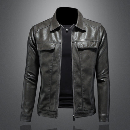 Men's Lapel Biker's Leather Jacket Slim Fit