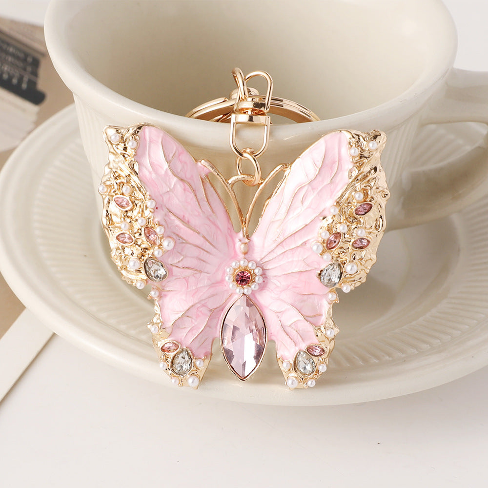 Dual Purpose Enamel Dripping Oil Coat Butterfly Brooch Keychain