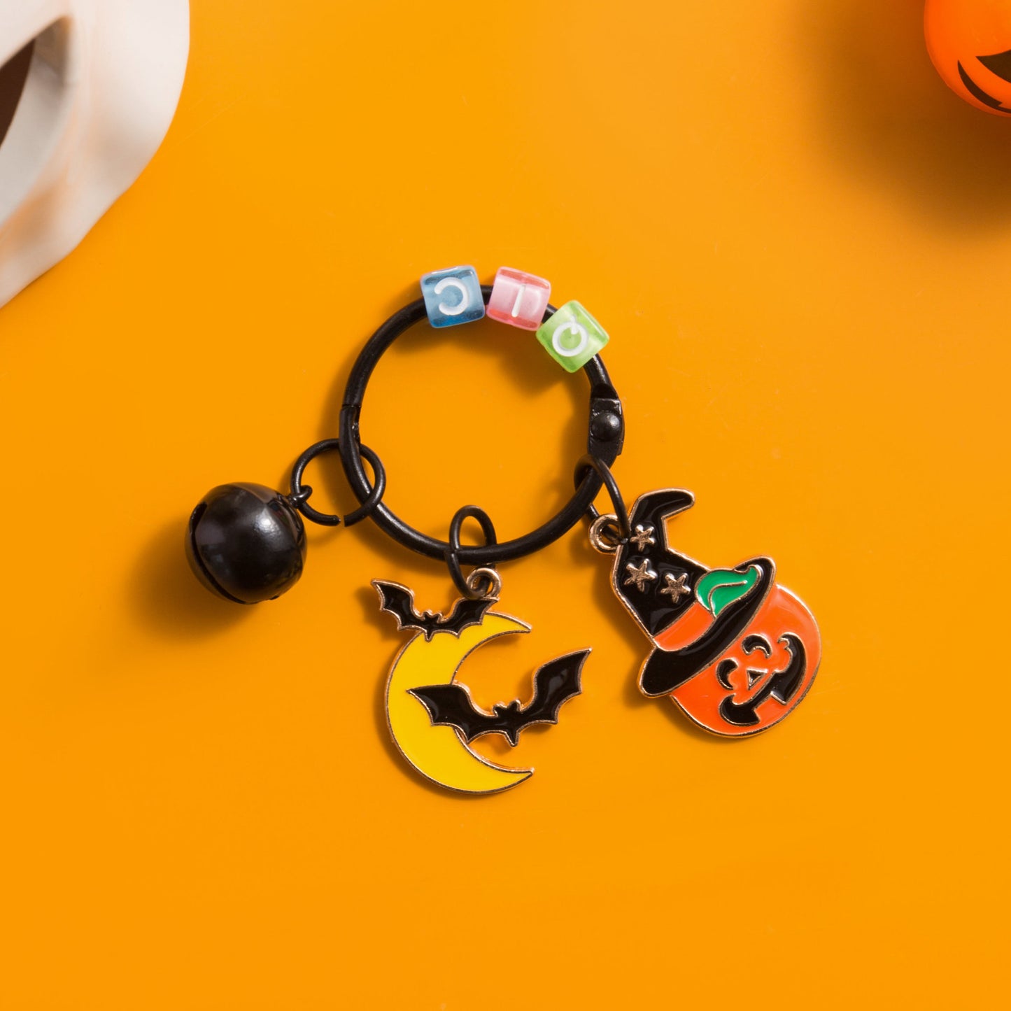 Ghost Kid Pumpkin Witch Hat Keychain Alloy
