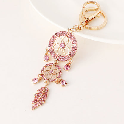 Creative Diamond Studded Flower Shaped Car Keychain Dream Catcher