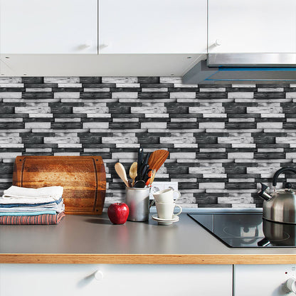 Peel And Stick Splash-proof Wallpaper, PVC Dark Grey Irregular Wood Grain Hanging Decorative Tiles