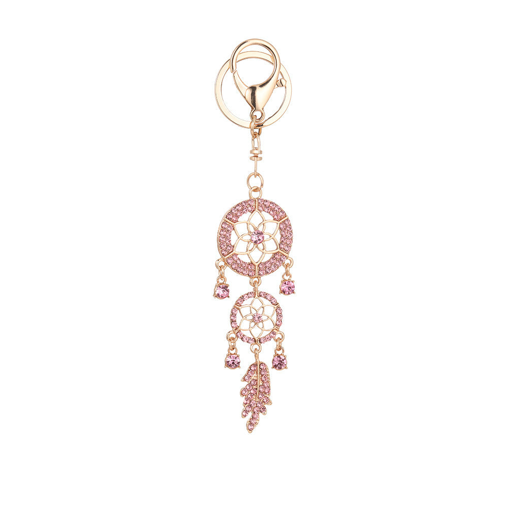 Creative Diamond Studded Flower Shaped Car Keychain Dream Catcher