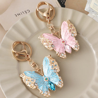 Dual Purpose Enamel Dripping Oil Coat Butterfly Brooch Keychain