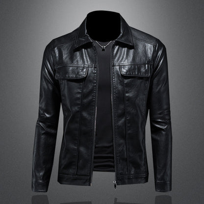 Men's Lapel Biker's Leather Jacket Slim Fit