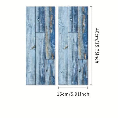 Blue Wood Grain Floor, Peel And Stick Floor Tiles, PVC Self-adhesive DIY Floor Removable Waterproof Tile Stickers