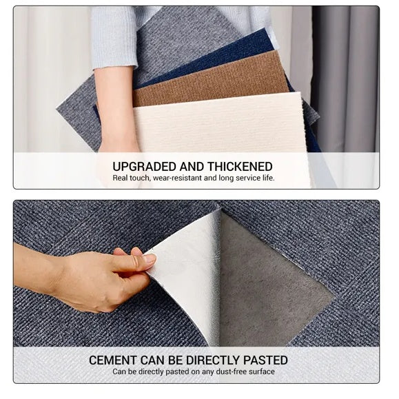 Self Adhesive 12 Carpet Tiles Peel And Stick Floor Plank Mat Non-Slip