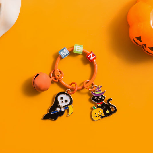 Ghost Kid Pumpkin Witch Hat Keychain Alloy