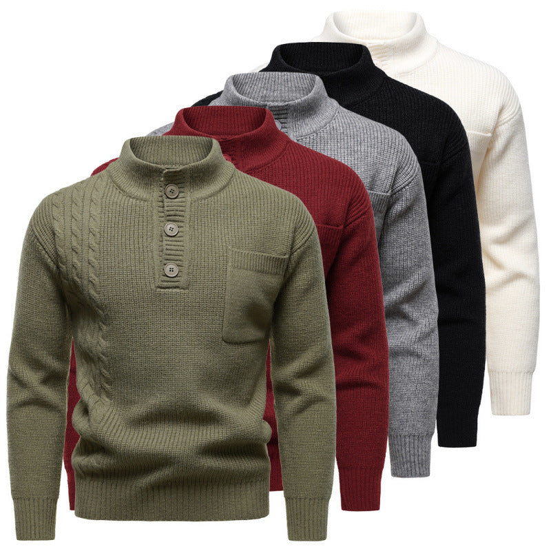 Men's Fashion British Henry Stand Collar Sweater
