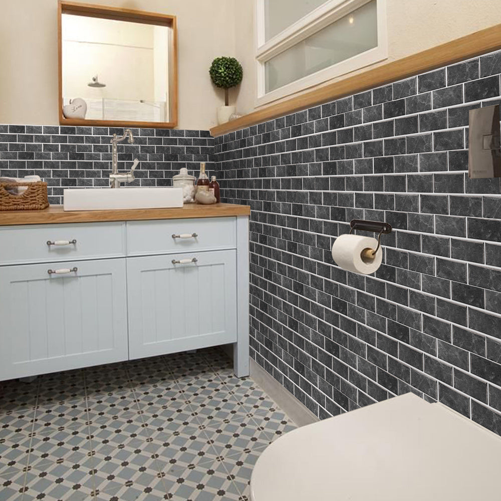 Dark Grey Textured PVC Self-adhesive Stone Marble Tiles With Smooth Surface And Waterproof